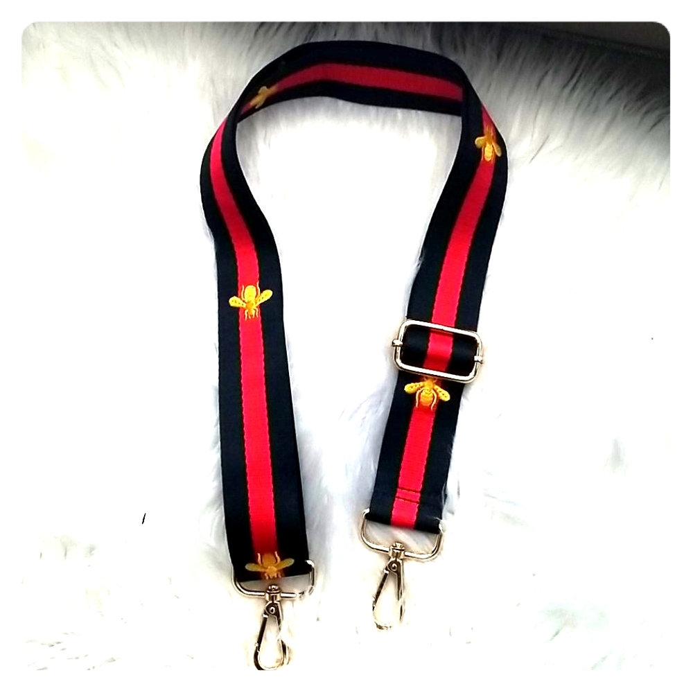 Red Navy Blue Striped Bee Web Crossbody Strap - Picture 2 of 4